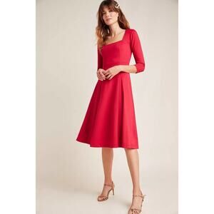 Anthropologie Maeve Red Mid Sleeve Midi Knit Dress Womens Size XS